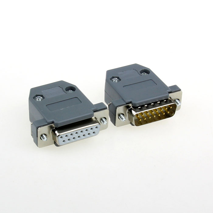 鍍金 DB15公頭 母頭2排15針插頭 并口插頭D-SUB連接器15針塑膠殼